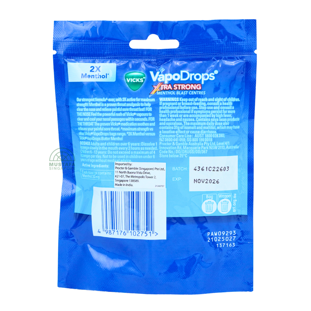 Vapodrops Xtra Strong 16 Menthol Blast Lozenges