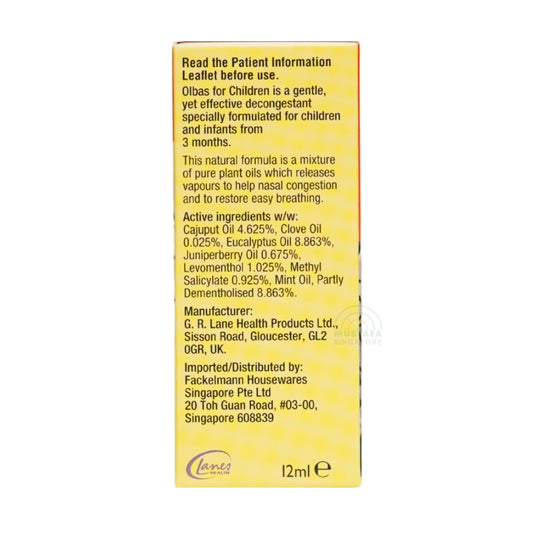 Olbas for Children Inhalant Decongestant Oil 12ml Olbas for Children Inhalant Decongestant Oil 12ml