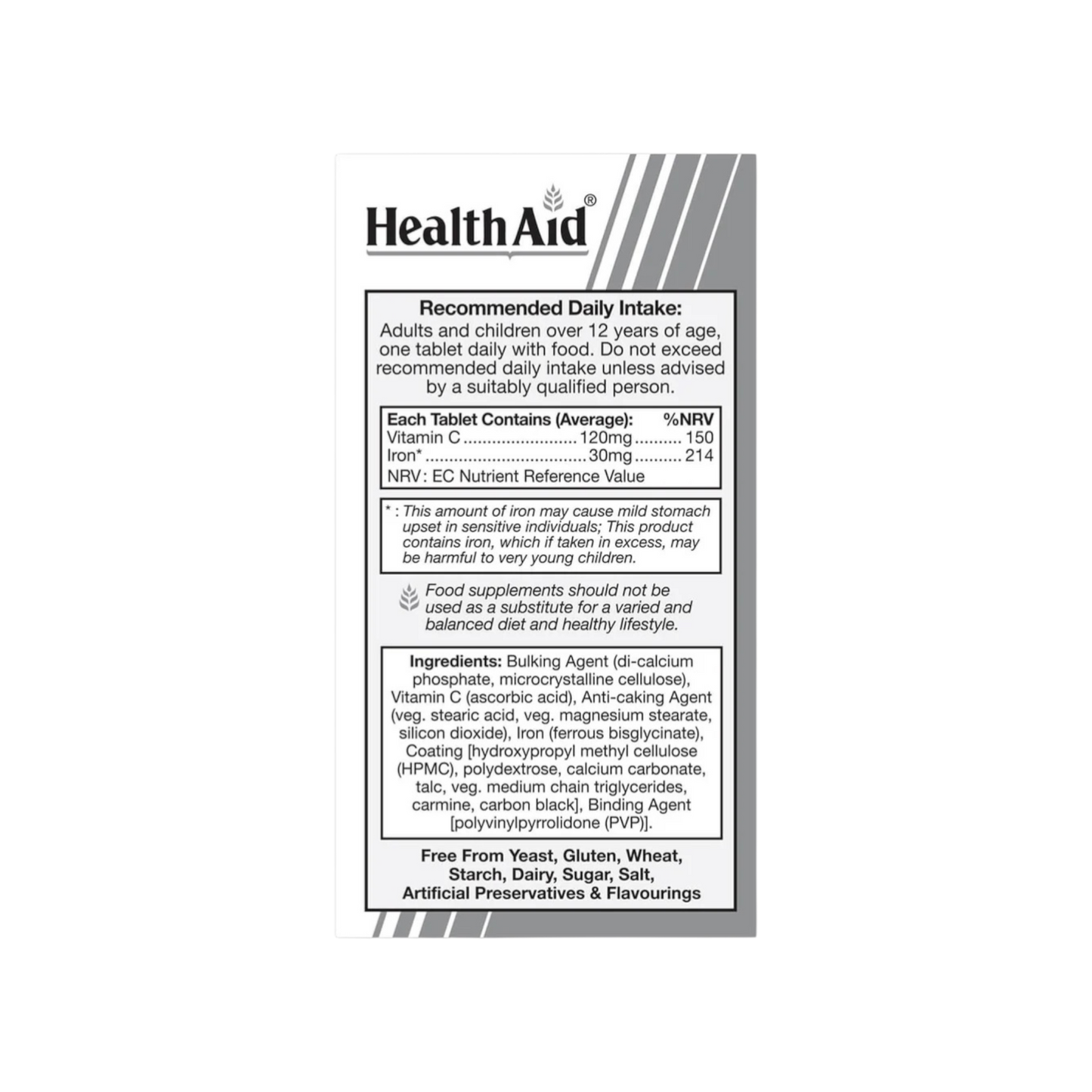 HealthAid Iron Bisglycinate Tablets 30s
