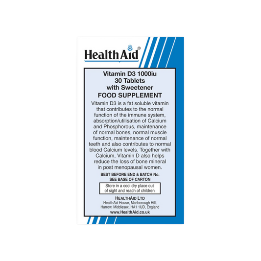 HealthAid Vitamin D3 1000iu Tablets 120s HealthAid Vitamin D3 1000iu Tablets 120s