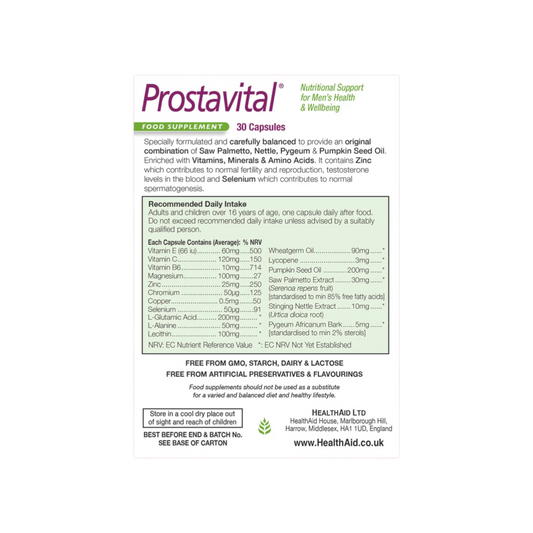HealthAid Prostavital Capsules 30s (Blister Pack) HealthAid Prostavital Capsules 30s (Blister Pack)