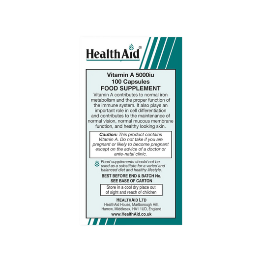 HealthAid Vitamin A 5000iu Capsules 100s HealthAid Vitamin A 5000iu Capsules 100s