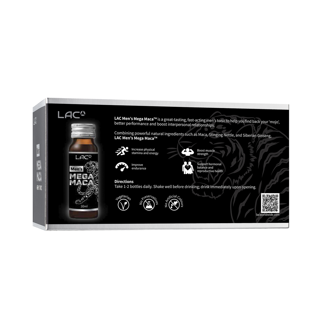 LAC Men's Mega Maca Energy Support Liquid 30ml x 10 Bottles