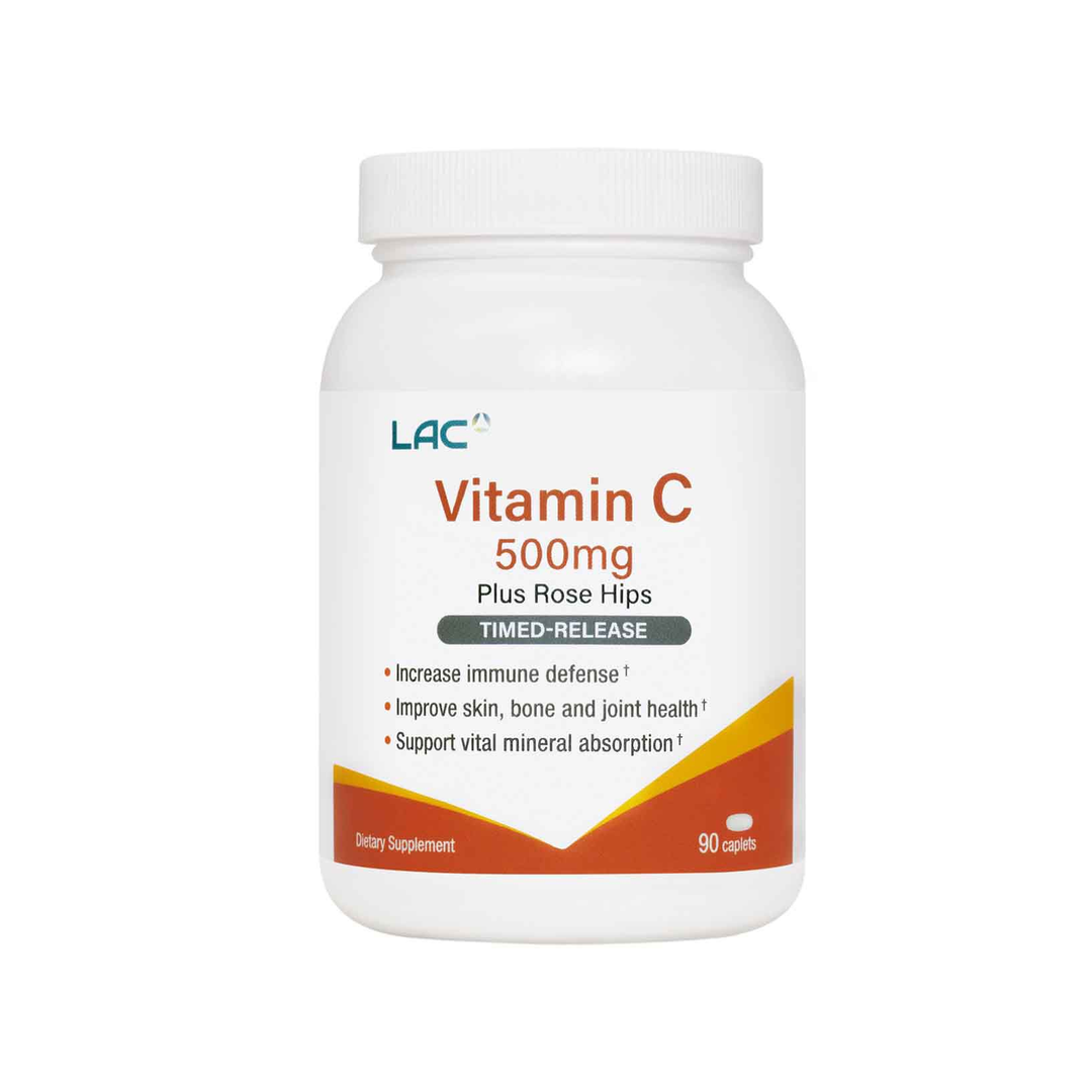 LAC Vitamin C Immune Support With Rose Hips 500mg x 90 Capsules