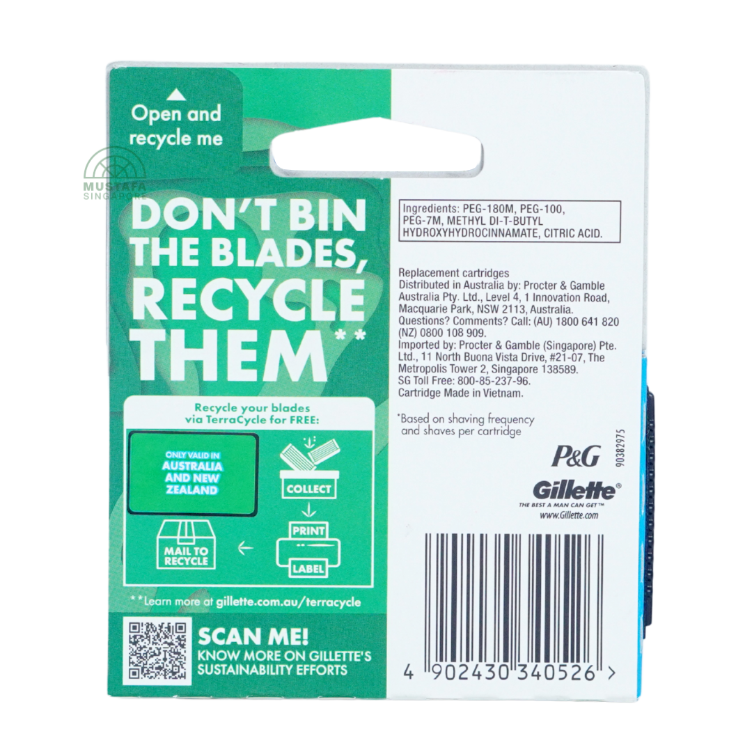 Gillette Mach3 Turbo 3D (Razor Blade Refill 4s)