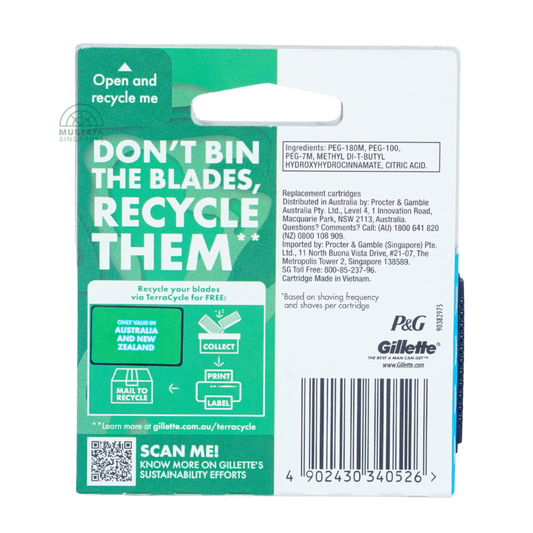 Gillette Mach3 Turbo 3D (Razor Blade Refill 4s)