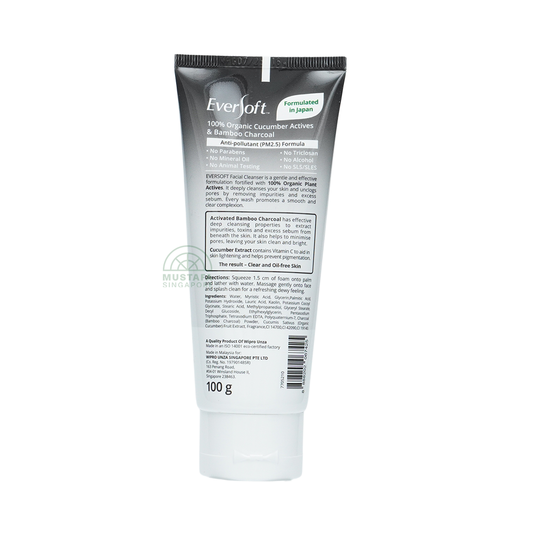 Eversoft Facial Cleanser Bamboo Charcoal & Cucumber 100g