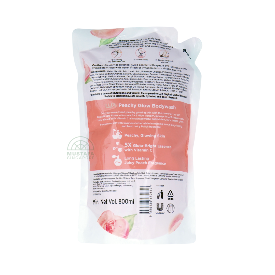 Lux Liquid Body Wash Peachy Glow Refill 800ml