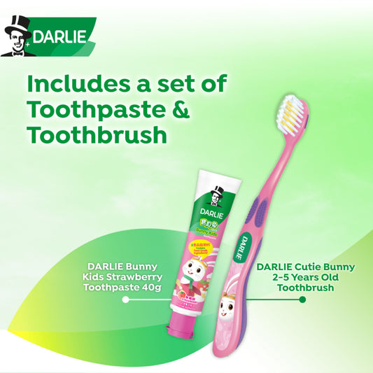 Darlie Bunny Kids Dental Set - Bunny Kids Strawberry Toothpaste 40g + 1s Toothbrush Darlie Bunny Kids Dental Set - Bunny Kids Strawberry Toothpaste 40g + 1s Toothbrush