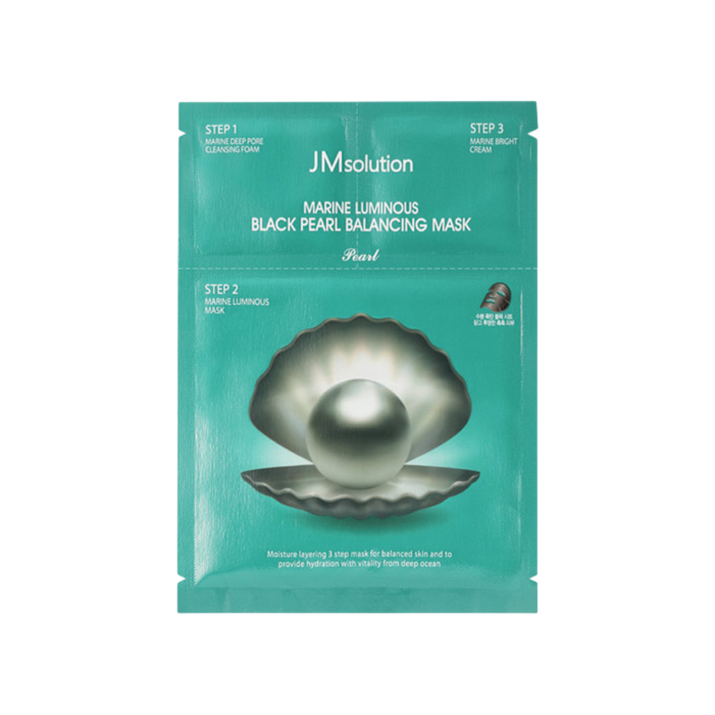 JMSolution Marine Luminous Black Pearl Balancing Mask Plus 1.5ml + 1.5ml + 30ml x 10s