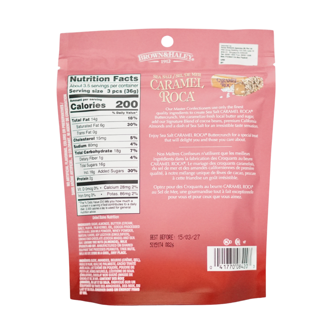 Brown & Haley Sea Salt Caramel Roca Buttercrunch Pouch 127g