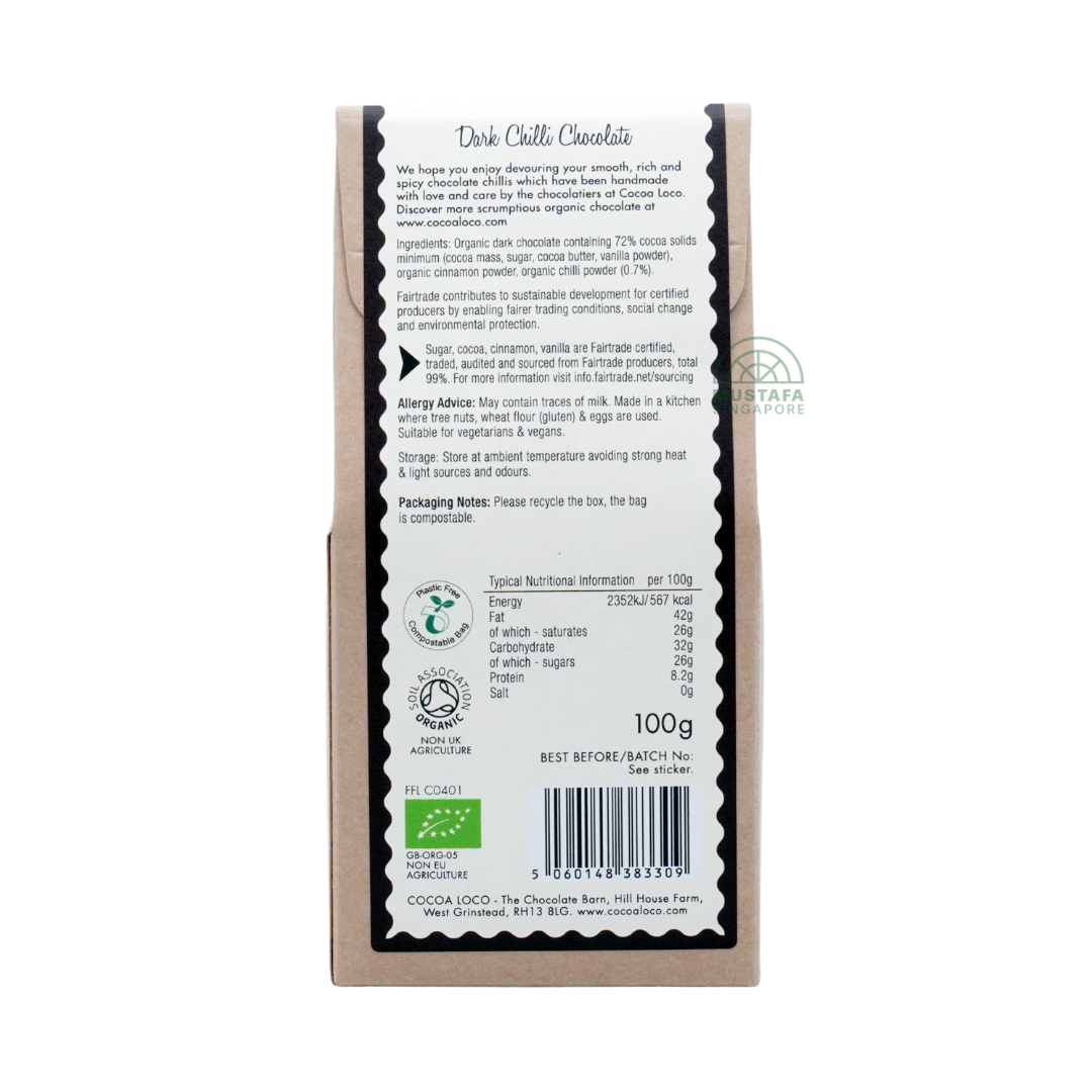 Cocoa Loco Organic Dark Chilli Chocolates 100g