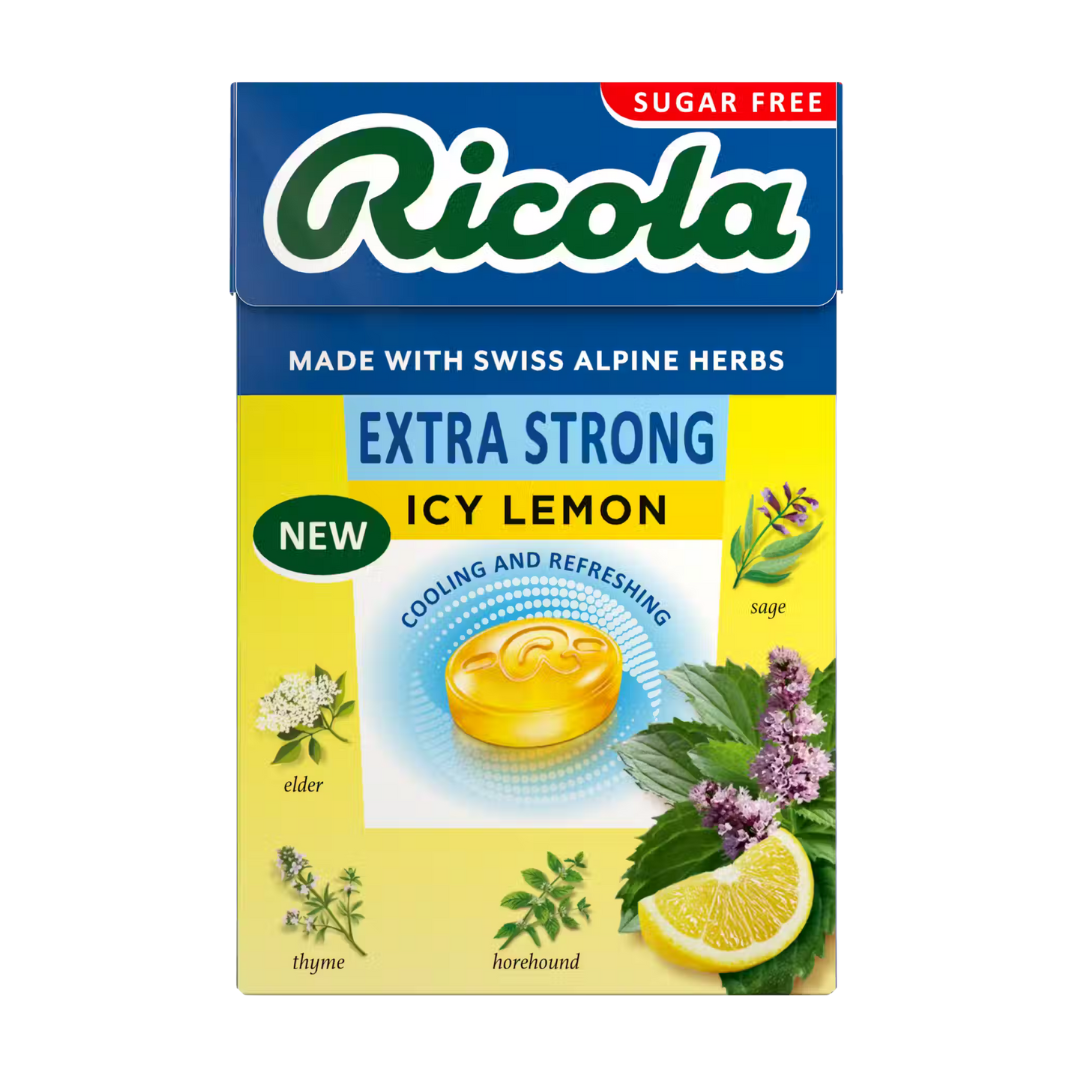Ricola Swiss Herb Candy Sugar Free Extra Strong Icy Lemon 40g