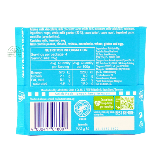 Ritter Sport Alpine Milk Chocolate 100g Ritter Sport Alpine Milk Chocolate 100g