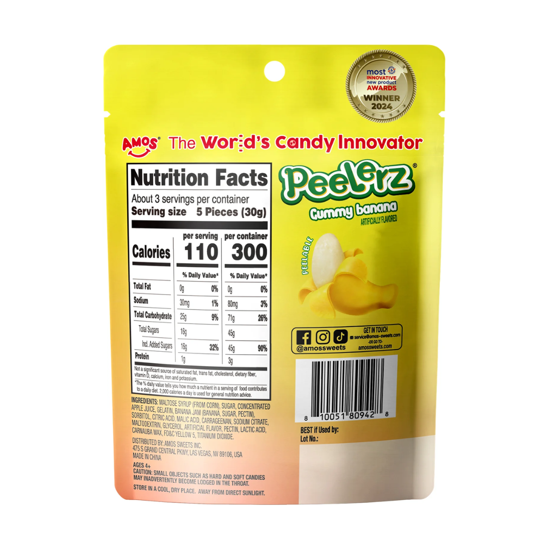 Amos Peelerz Peelable Gummy Banana Flavor Candy 65g