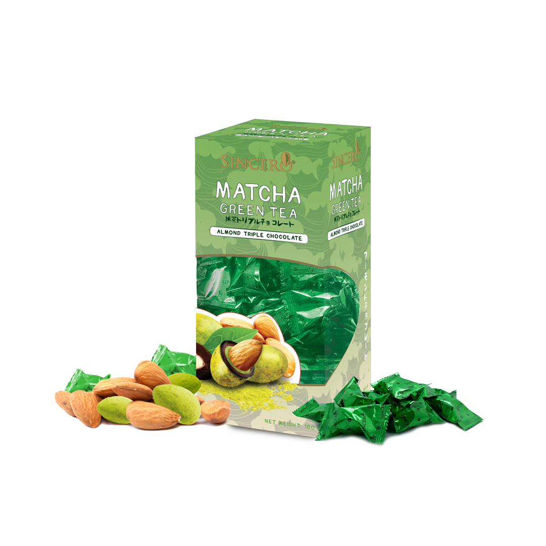 Sincero Premium Chocolate Green Tea Matcha Almond Nut Triple Chocolate 180g