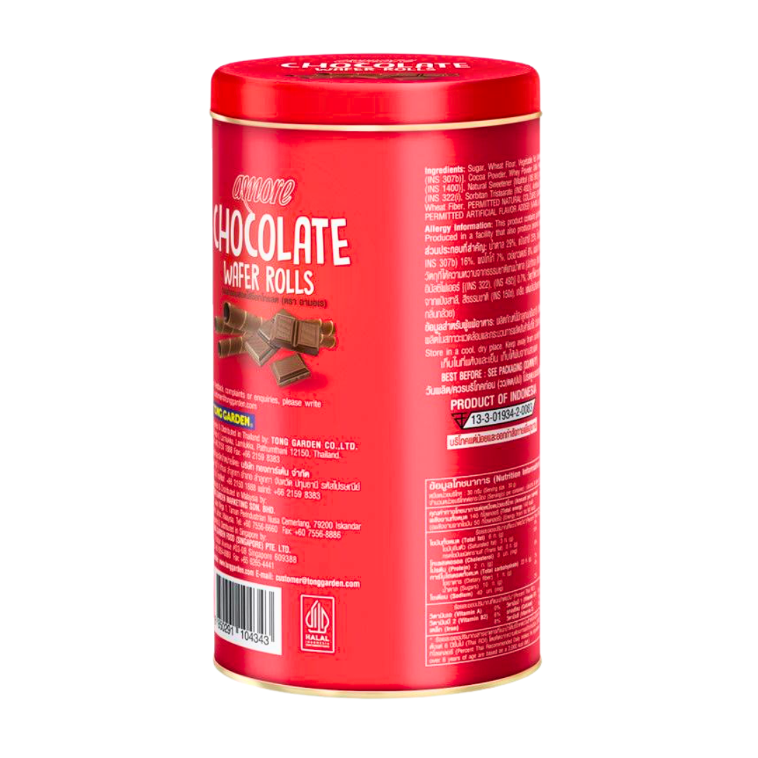 Tong Garden Amore Chocolate Wafer Roll Can 280g
