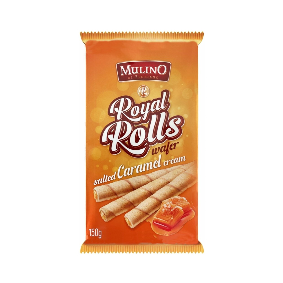 Mulino Di Floriano Royal Rolls Wafer Salted Caramel Cream 150g