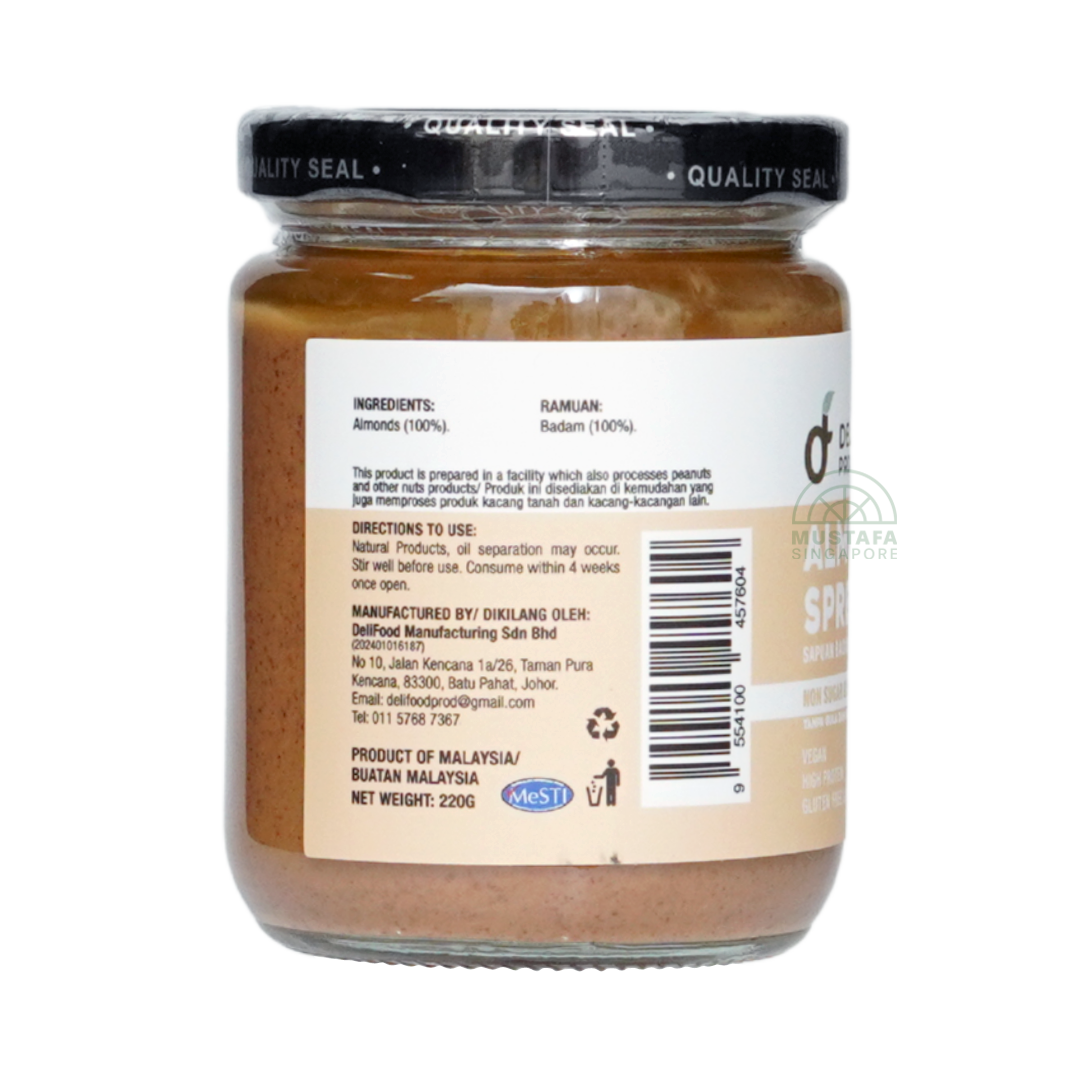 Delifood Almond Spread Non Sugar & Salt Added 220g