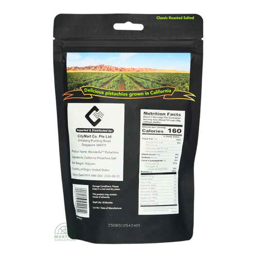 Wonderful Classic Roasted Salted Pistachios 168g
