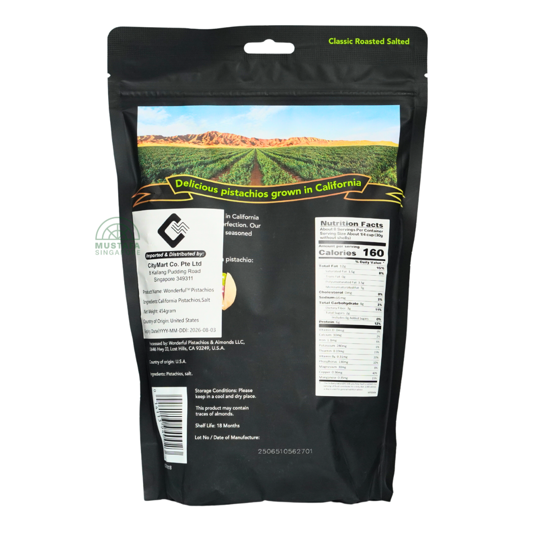 Wonderful Classic Roasted Salted Pistachios 454g