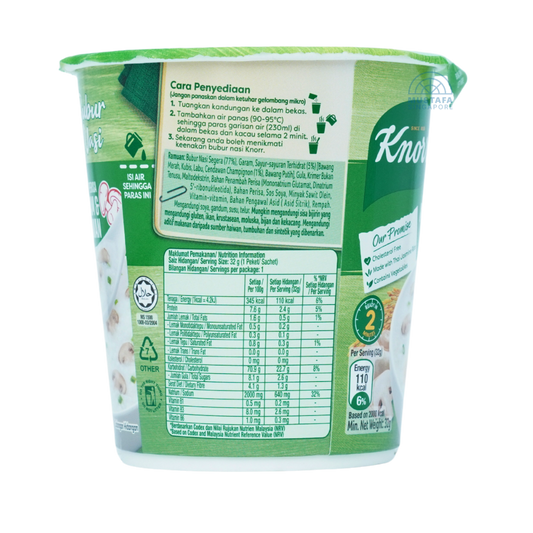 Knorr Cup Porridge Chicken & Mushroom Flavour 32g Knorr Cup Porridge Chicken & Mushroom Flavour 32g