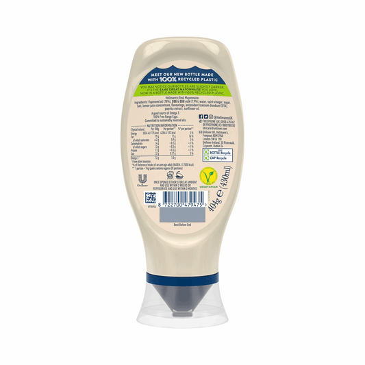 Hellmann's Real Mayonnaise Squeeze Bottle 430ml Hellmann's Real Mayonnaise Squeeze Bottle 430ml