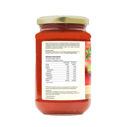 Naturel Organic Mushroom Pasta Sauce 340g Naturel Organic Mushroom Pasta Sauce 340g