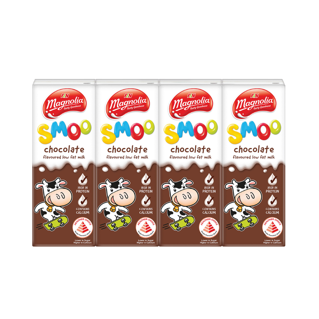 F&N Magnolia Smoo Chocolate Low Fat Milk 4 x 180ml