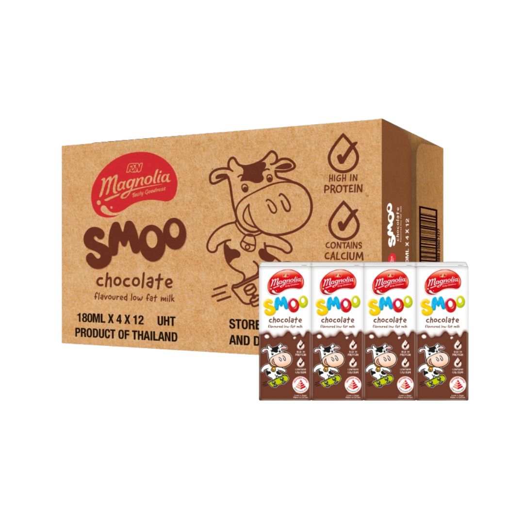 F&N Magnolia Smoo Chocolate Low Fat Milk 48 x 180ml