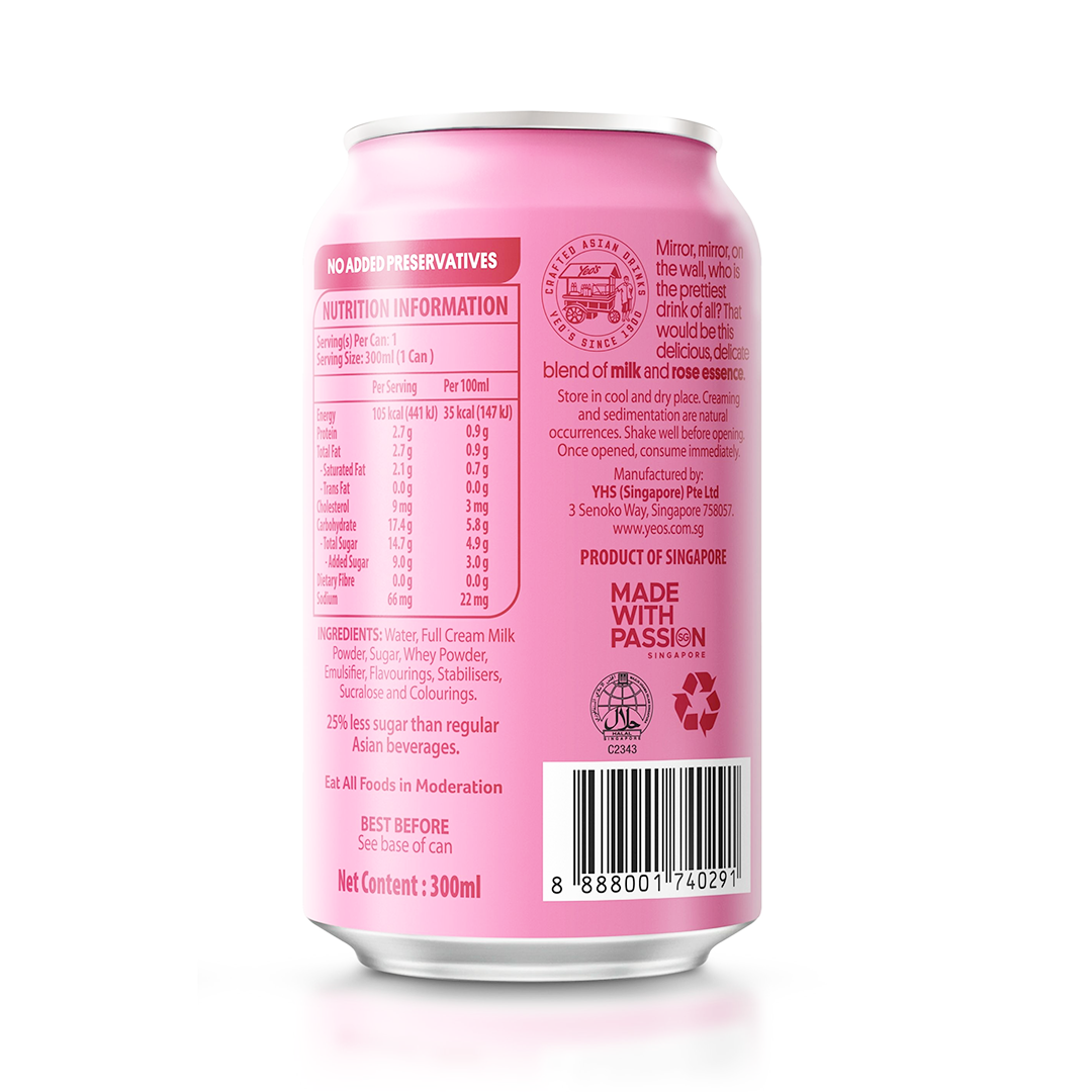 Yeo's Bandung Rose Milk Drink Can 300ml