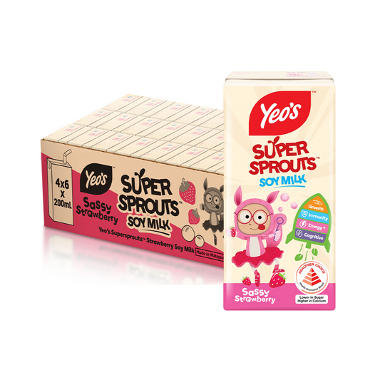 Yeo's SuperSprout Strawberry Soy Milk 200ml x 6s Yeo's SuperSprout Strawberry Soy Milk 200ml x 6s