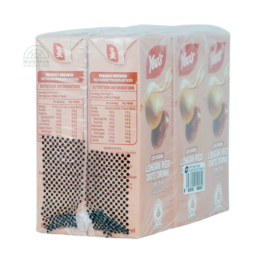 Yeo's Longan Red Date Drink Less Sugar 6 pack 250ml