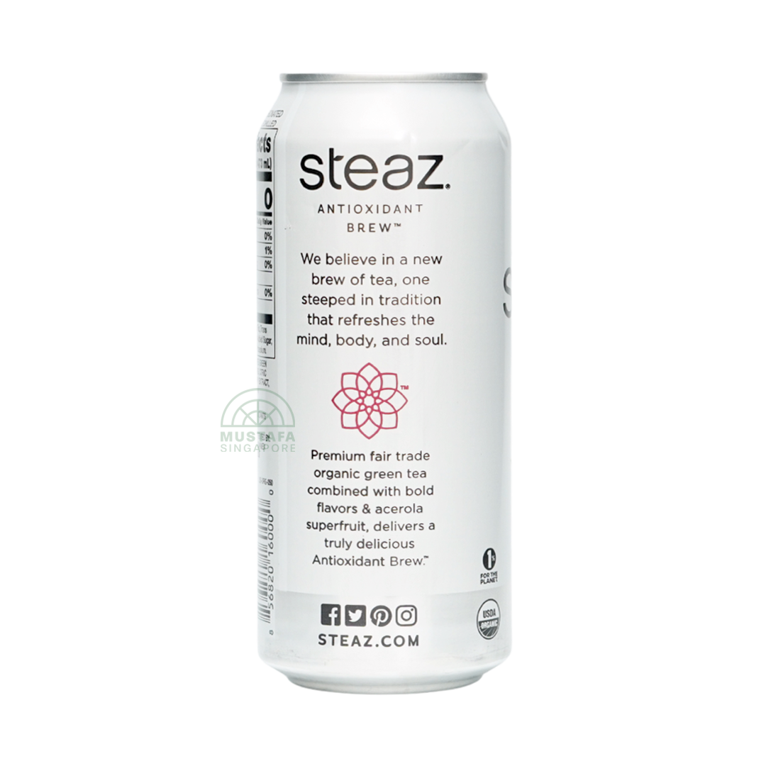 Steaz Antioxidant Brew Organic Green Tea Zero Calorie Raspberry 473g