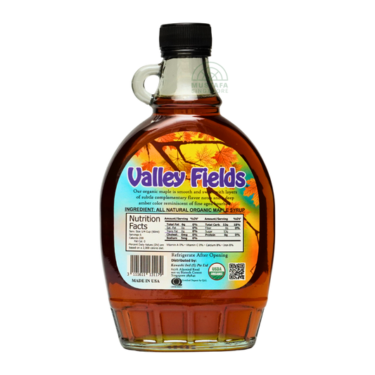 Valley Fields Organic Maple Syrup Grade A Amber Color Rich Taste 354ml