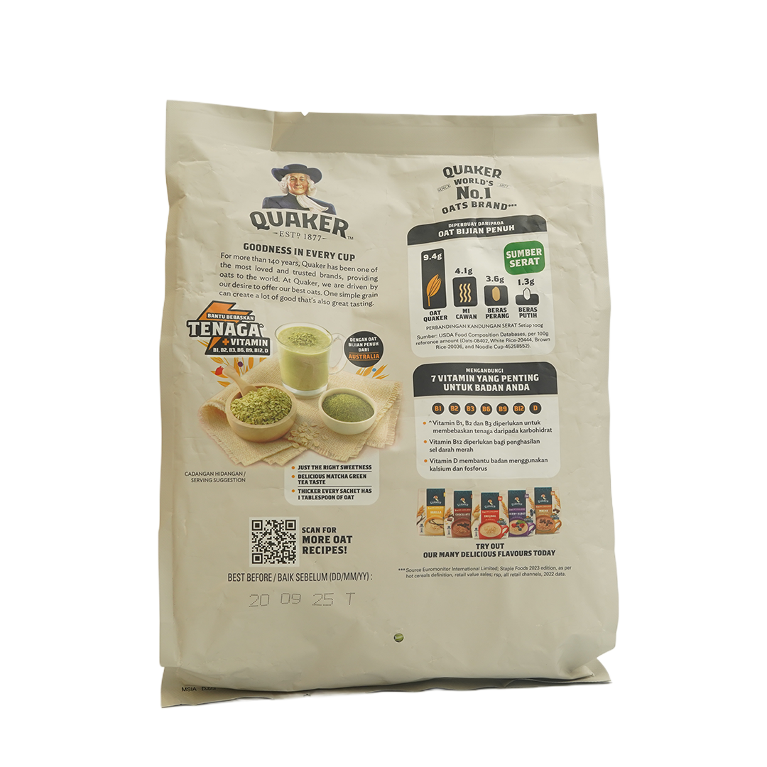 Quaker 3 in 1 Oat Cereal Drink Matcha Green Tea 12s