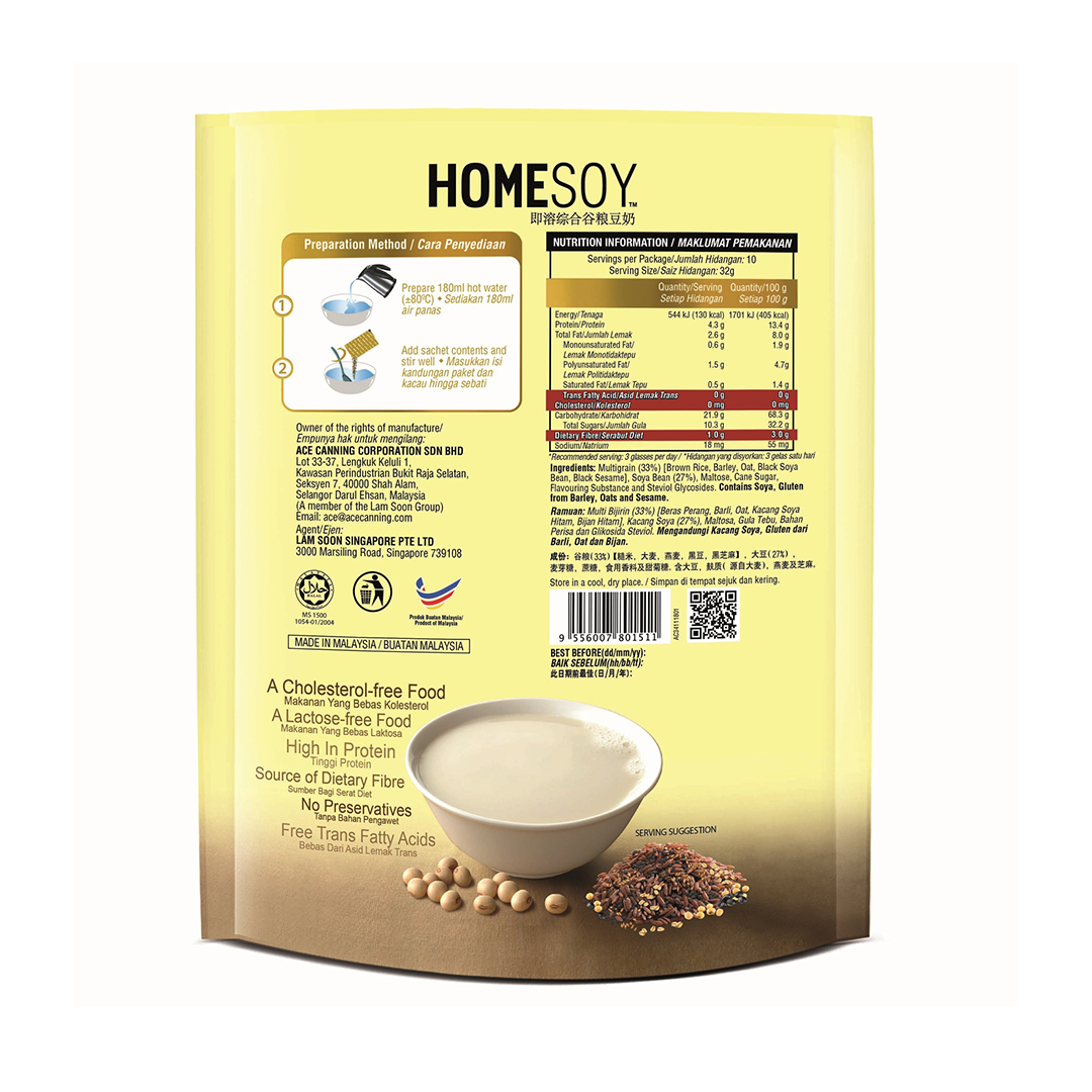 Homesoy Instant Soya Milk Multigrain 32g