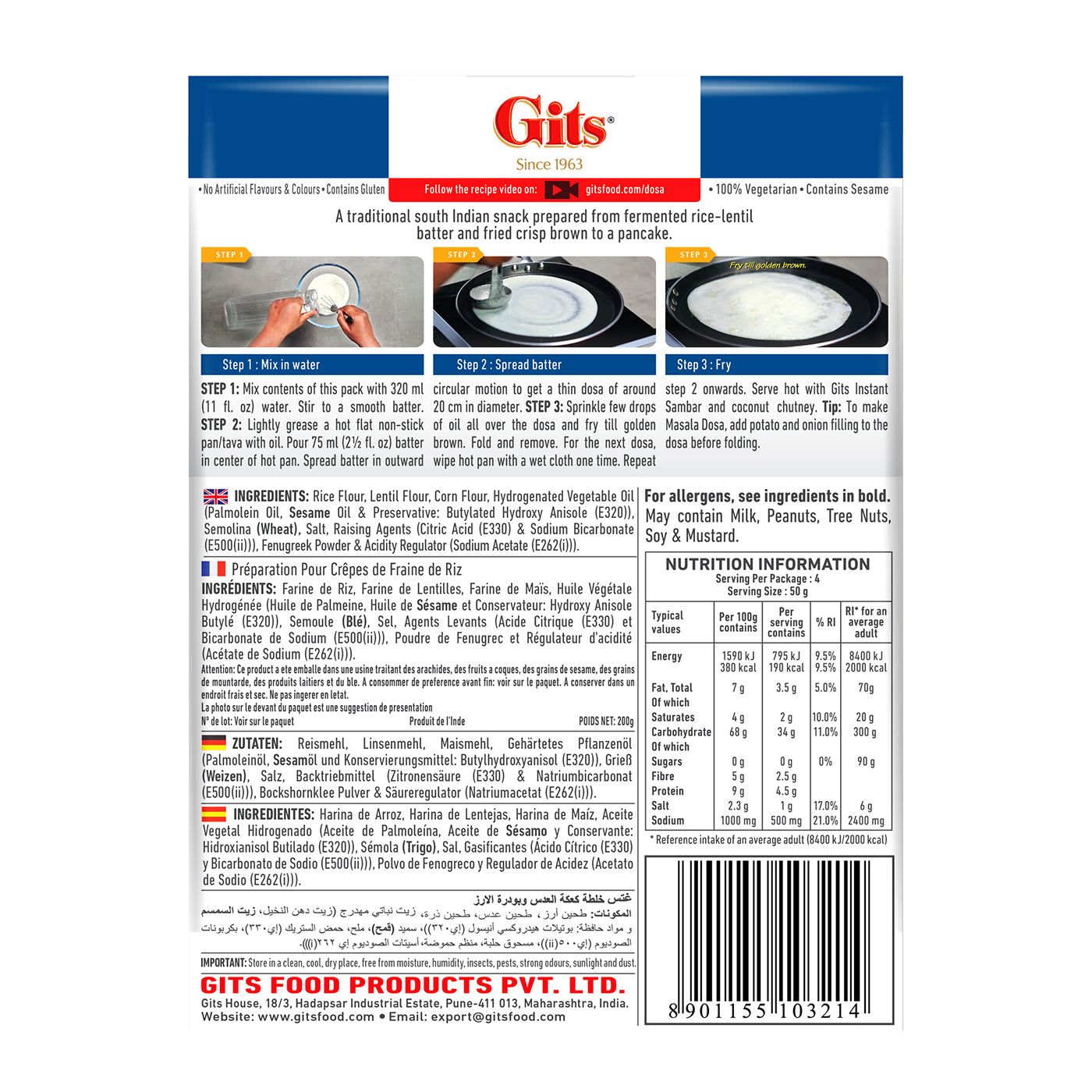 Gits Dosa Instant Breakfast Mix 200g