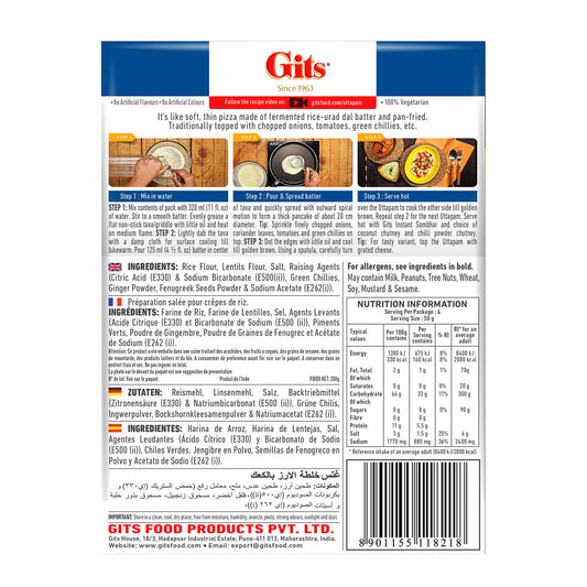 Gits Uttapam Instant Breakfast Mix 200g