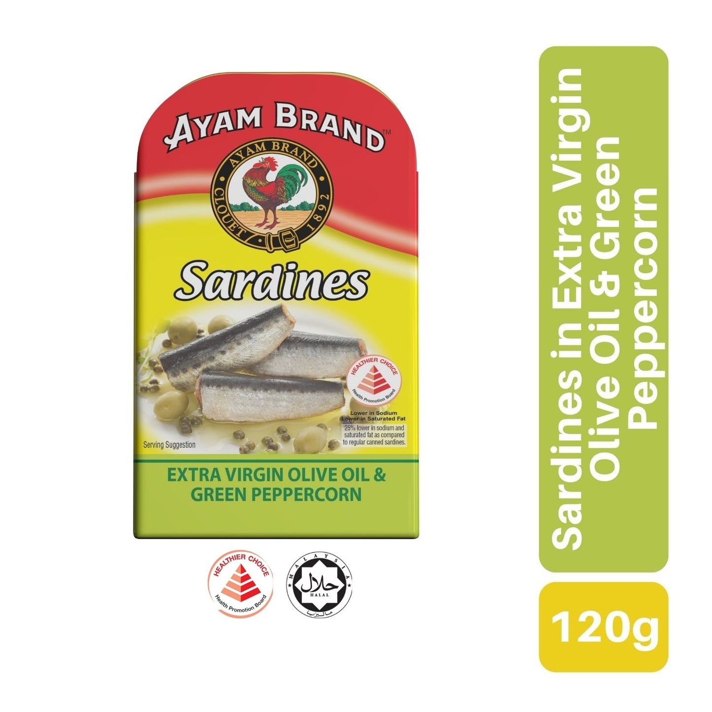 Ayam Brand Sardines In E/V Olive Oil & Green Peppercorn 120g