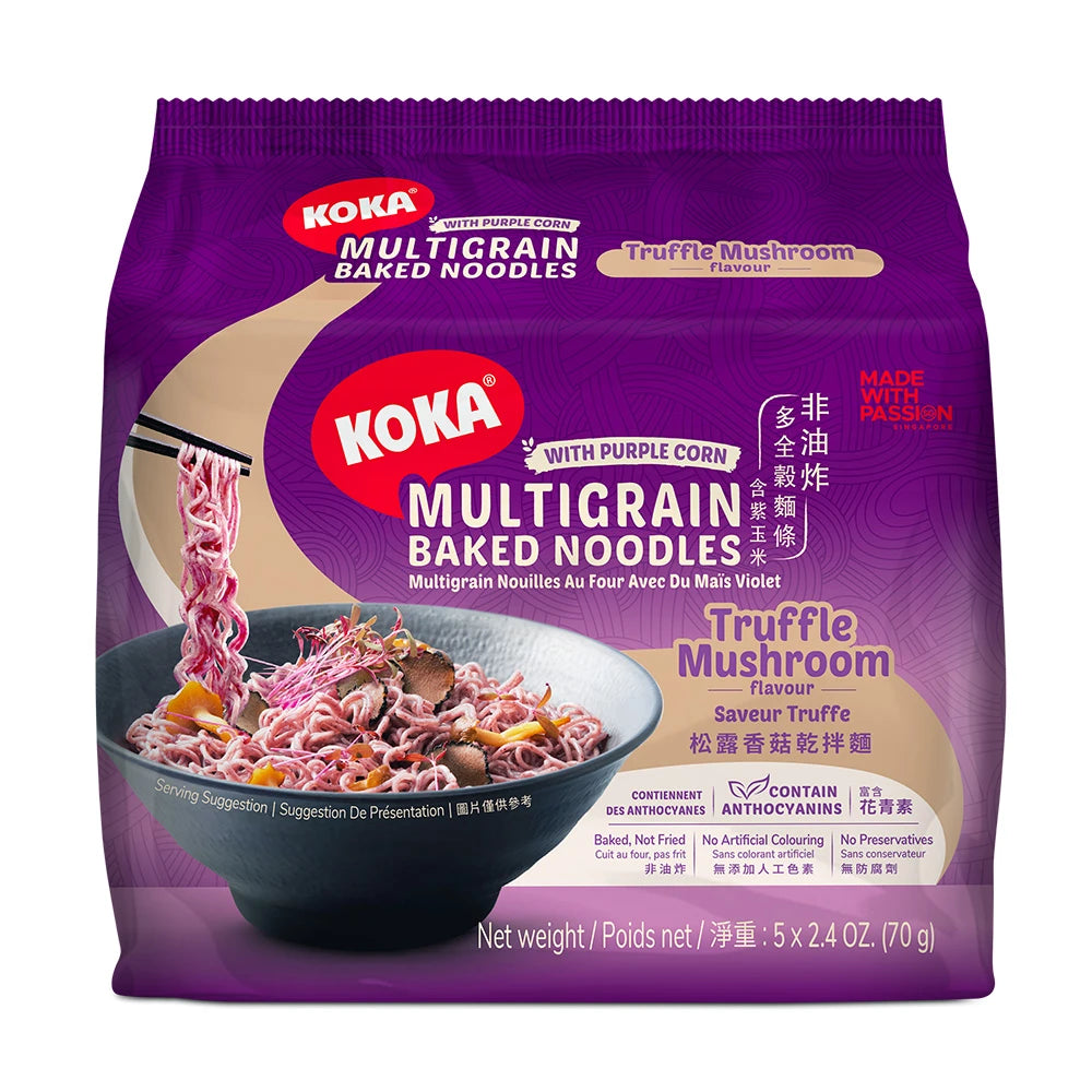Koka Purple Corn Multigrain Baked Noodles Truffle Mushroom Instant Noodles 70g x 5s
