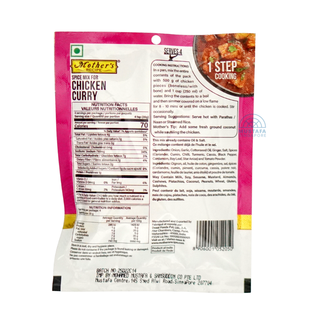 Mother's Recipe Spice Mix for Chicken Curry 80g