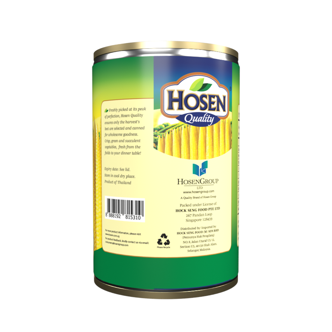 Hosen Baby Corn Young Corn Spear in Brine 425g