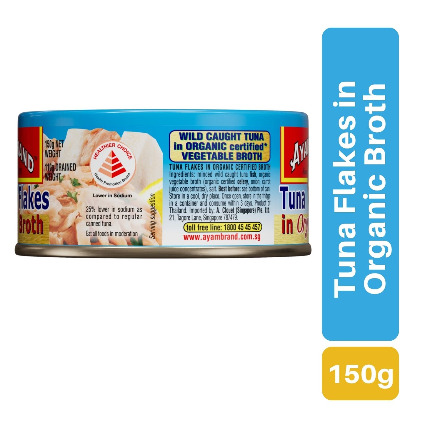 Ayam Brand Tuna Flakes In Organic Broth 150g