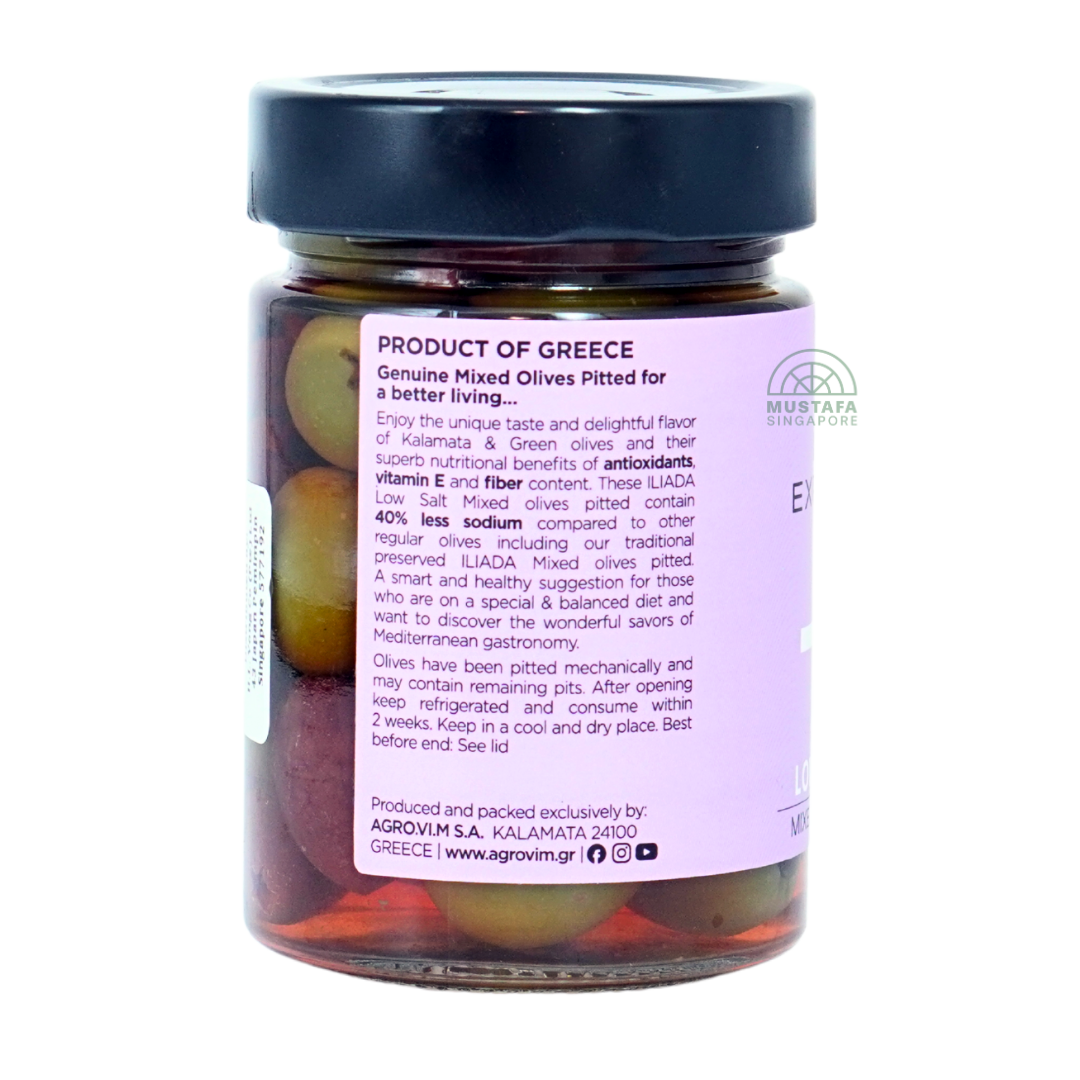 Iliada Low Salt Mixed Olives Pitted 370g