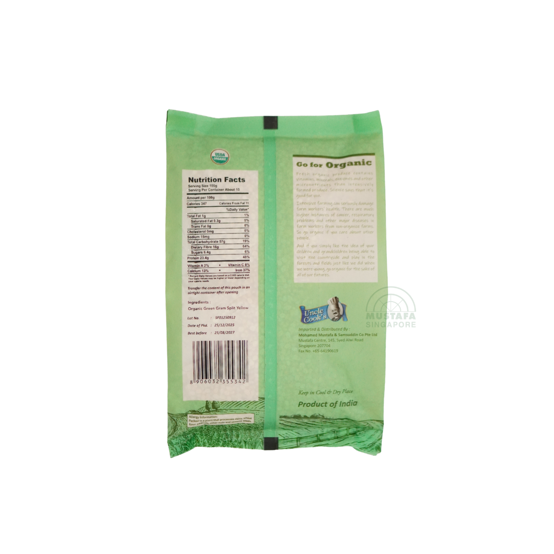 Uncle Cook's Organic Green Gram Split Yellow (Moong Dal) 1000g