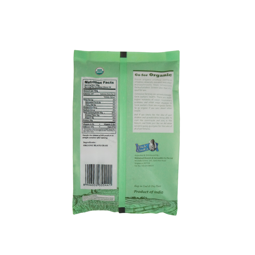 Uncle Cook's Organic Urad Black Gram Whole 1000g