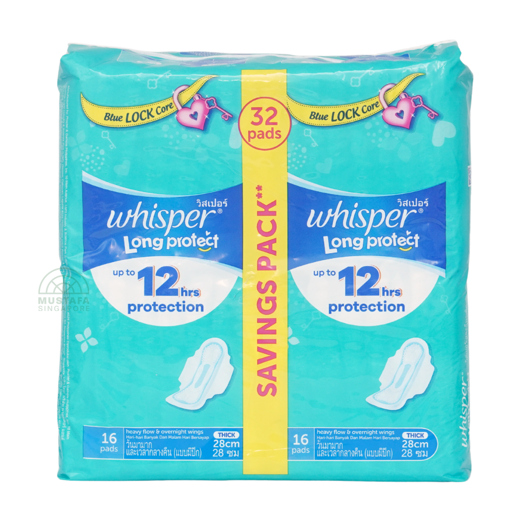 Whisper Heavy Flow & Overnight Wings 28cm 32s