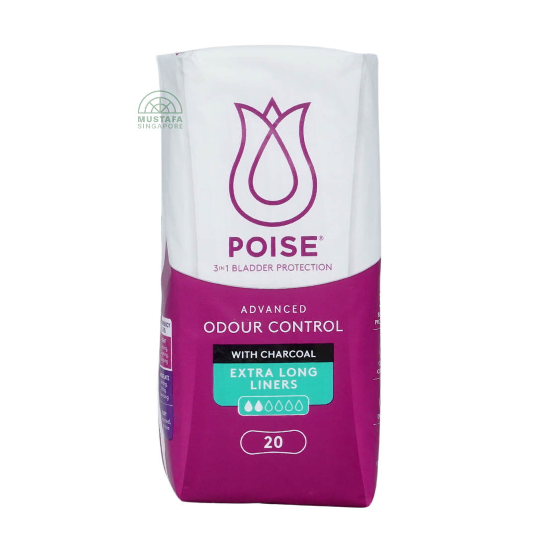Poise Liners Charcoal Extra Long 20s
