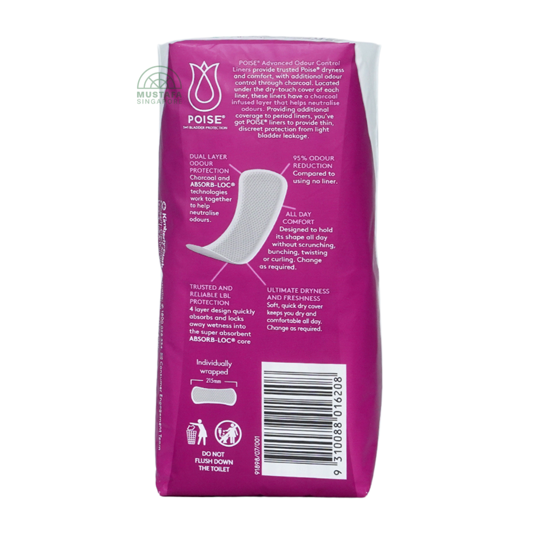 Poise Liners Charcoal Extra Long 20s